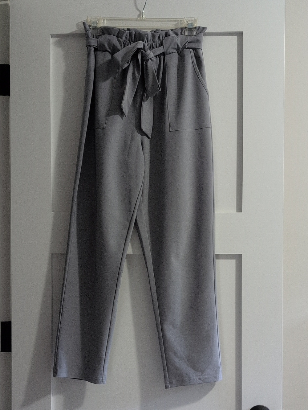 Grace Karin Elastic Ruffled Waist Trousers — Light Gray